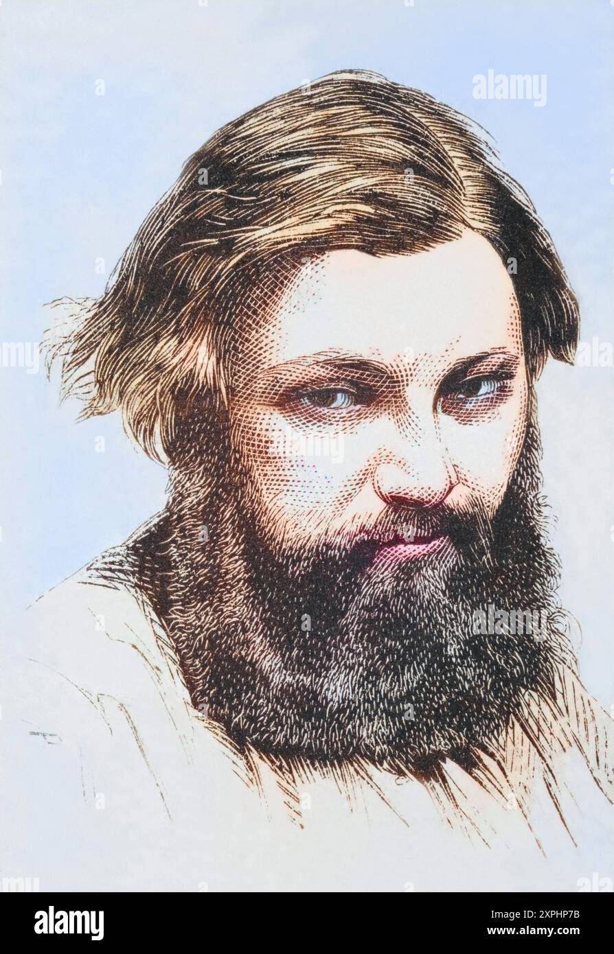 Jean Desire Gustave Courbet, 1819 bis 1877. Französischer Künstler. Aus einer Illustration aus dem 19. Jahrhundert., Historisch, digital restaurierte Reproduktion von einer Vorlage aus dem 19. Jahrhundert, Datum nicht angegeben Stockfoto