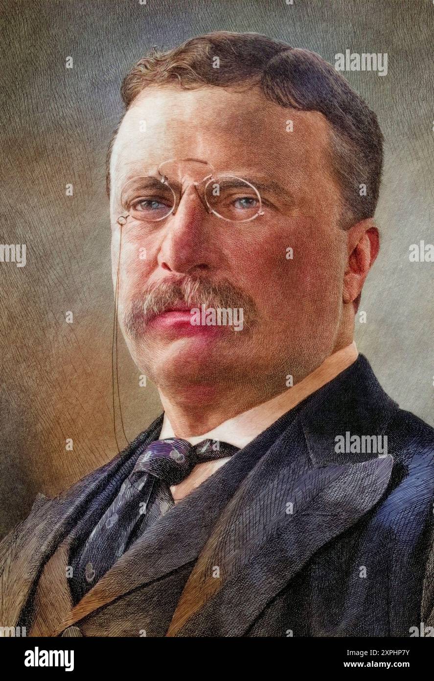Theodore D. Roosevelt, 1858 bis 1919. 26. Präsident der Vereinigten Staaten., Historisch, digital restaurierte Reproduktion von einer Vorlage aus dem 19. Jahrhundert, Datum nicht angegeben Stockfoto