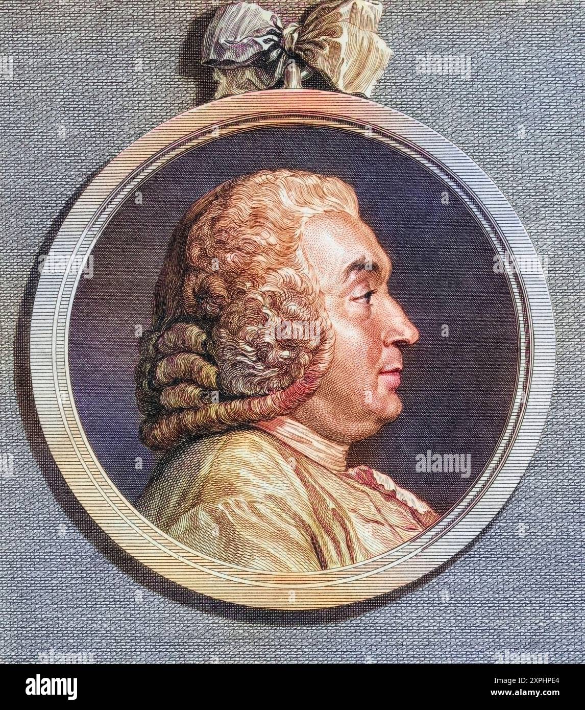 Antoine Deparcieux, 1703 bis 1768. Französischer Mathematiker. Aus einem Kupferstich aus dem 18. Jahrhundert., Historisch, digital restaurierte Reproduktion von einer Vorlage aus dem 19. Jahrhundert, Datum nicht angegeben Stockfoto