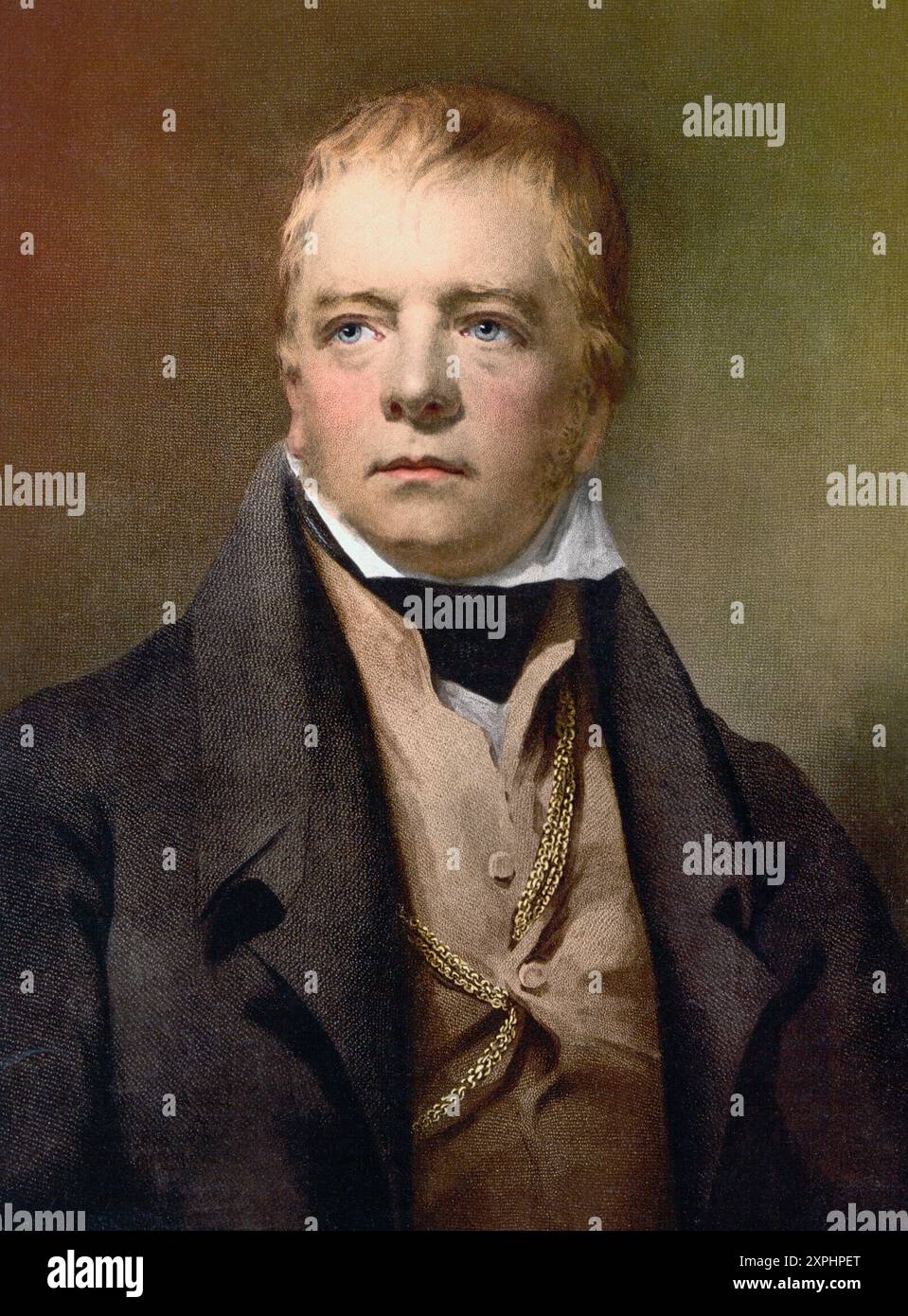 Sir Walter Scott 1771 bis 1832. Schottischer Romanautor, Dichter, Historiker und Biograph. Nach einem Druck aus dem 19. Jahrhundert., Historisch, digital restaurierte Reproduktion von einer Vorlage aus dem 19. Jahrhundert, Datum nicht angegeben Stockfoto