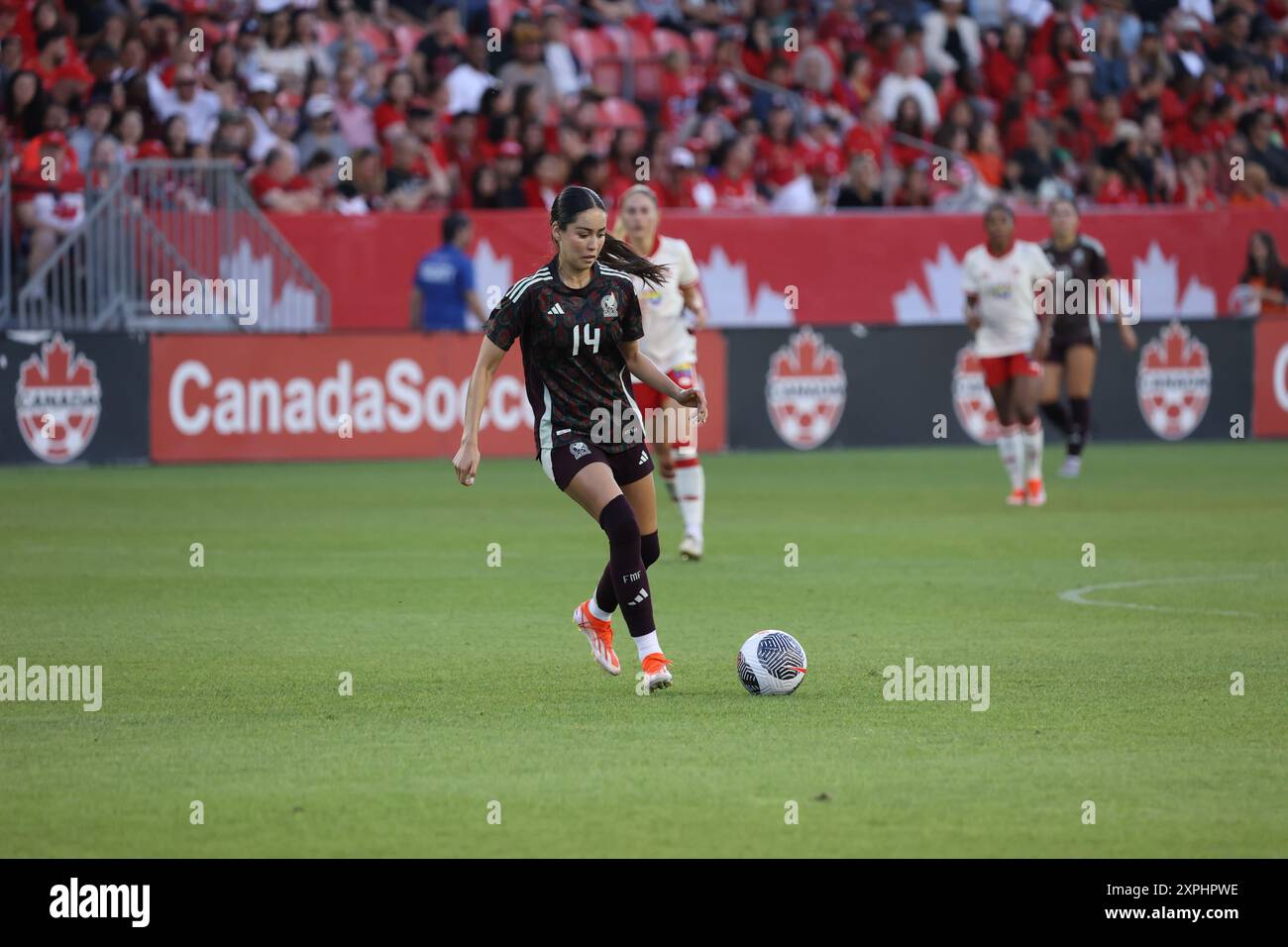 Toronto, Ontario, Kanada, 4. Juni 2024, internationales Freundschaftsspiel zwischen der kanadischen Frauennationalmannschaft und der mexikanischen Frauennationalmannschaft im BMO Field Stockfoto