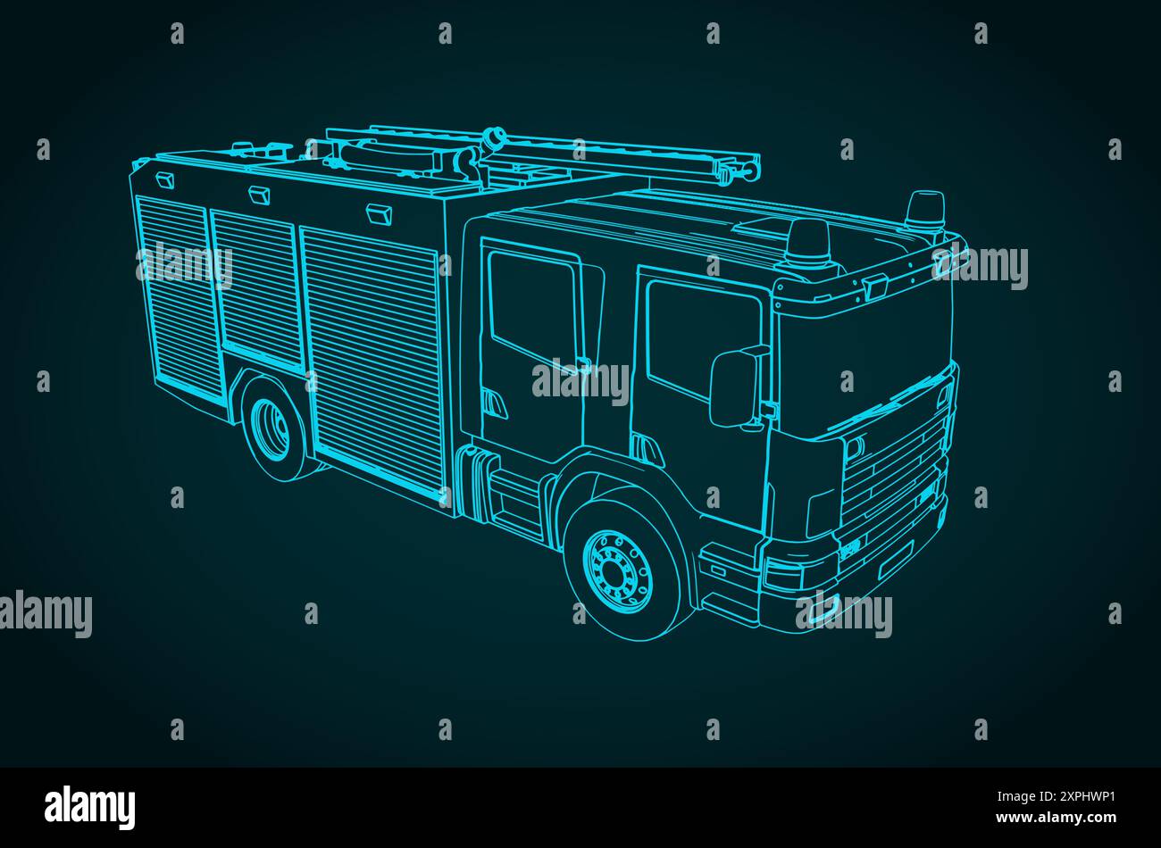 Stilisierte Vektorillustration eines Feuerwehrwagens Stock Vektor