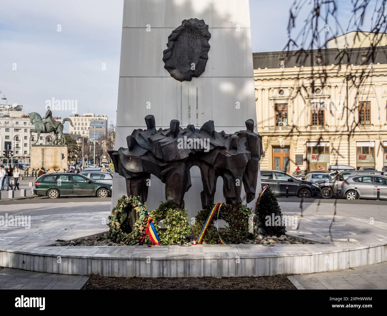 Gedenkstätte für Wiedergeburt, Platz der Revolution, Bukarest, Rumänien. Stockfoto