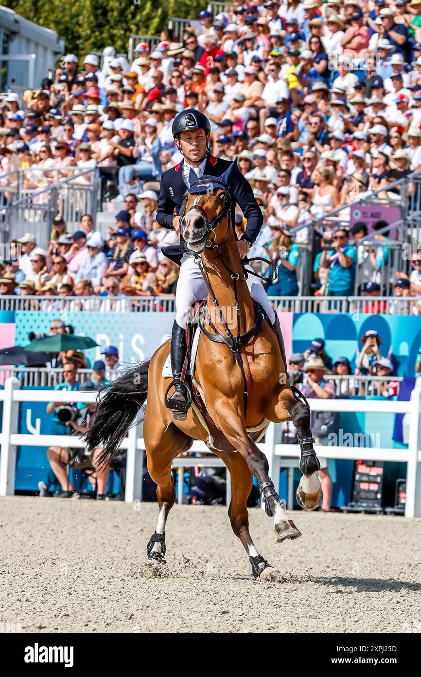 BASH scott von Großbritannien Equestrian Jumping Einzelfinale Jump-off während der Olympischen Spiele Paris 2024 am 6. August 2024 im Château de Versailles in Versailles, Frankreich - Foto Gregory Lenormand/DPPI Media/Panorama Credit: DPPI Media/Alamy Live News Stockfoto