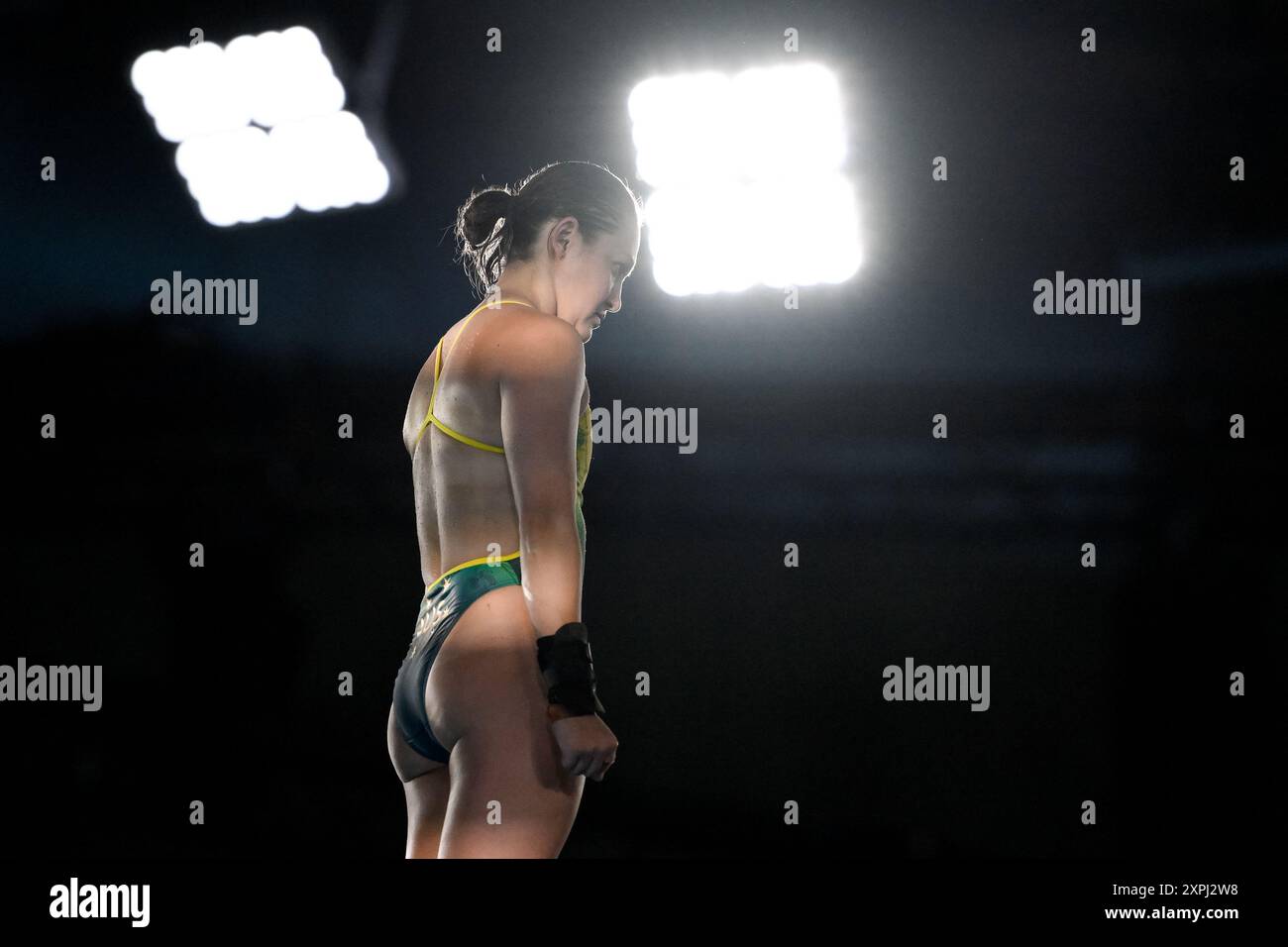 Paris, Frankreich. August 2024. Melissa Wu aus Australien tritt beim 10 m Plateau Women Final während der Olympischen Spiele 2024 im Aquatics Centre in Paris (Frankreich) am 06. August 2024 an. Quelle: Insidefoto di andrea staccioli/Alamy Live News Stockfoto