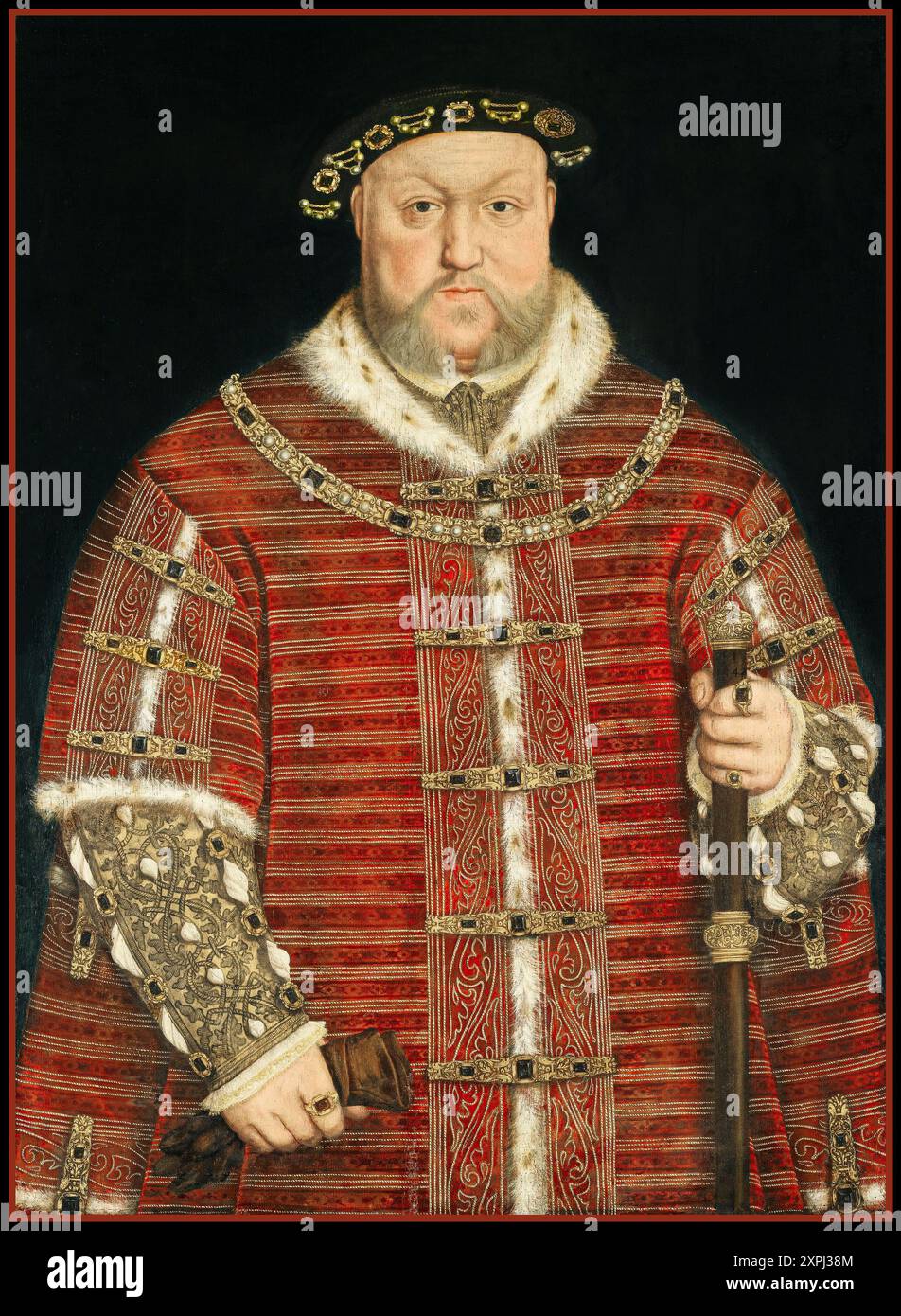 Heinrich VIII. Von England Gemälde datiert 1542 House of Tudor Oil auf Tafel. Werkstatt von Hans Holbein dem Jüngeren (1497/1498–1543) Stockfoto