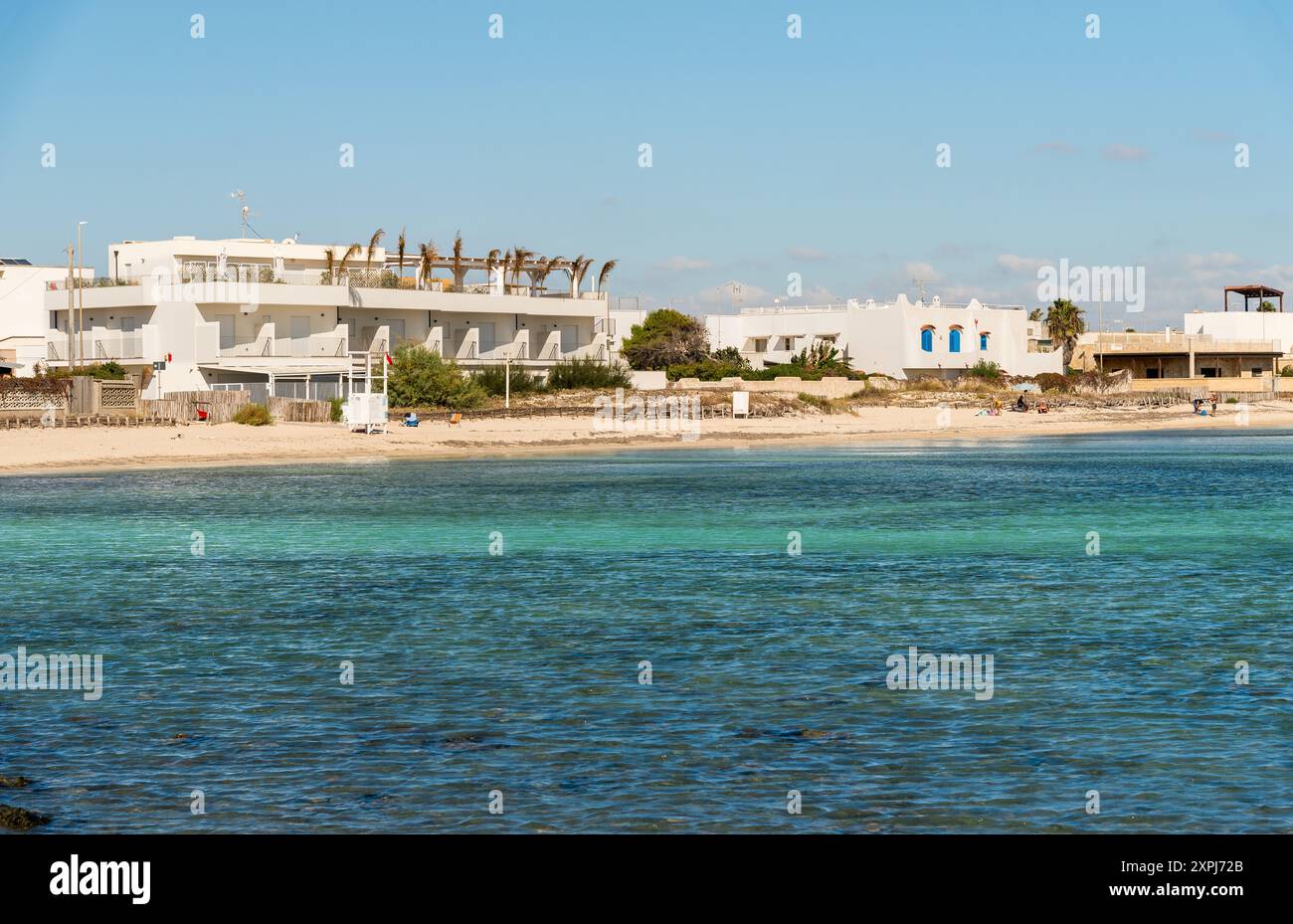 Punta Prosciutto weißer Strand am Ionischen Meer, Provinz Lecce, Apulien, Italien Stockfoto