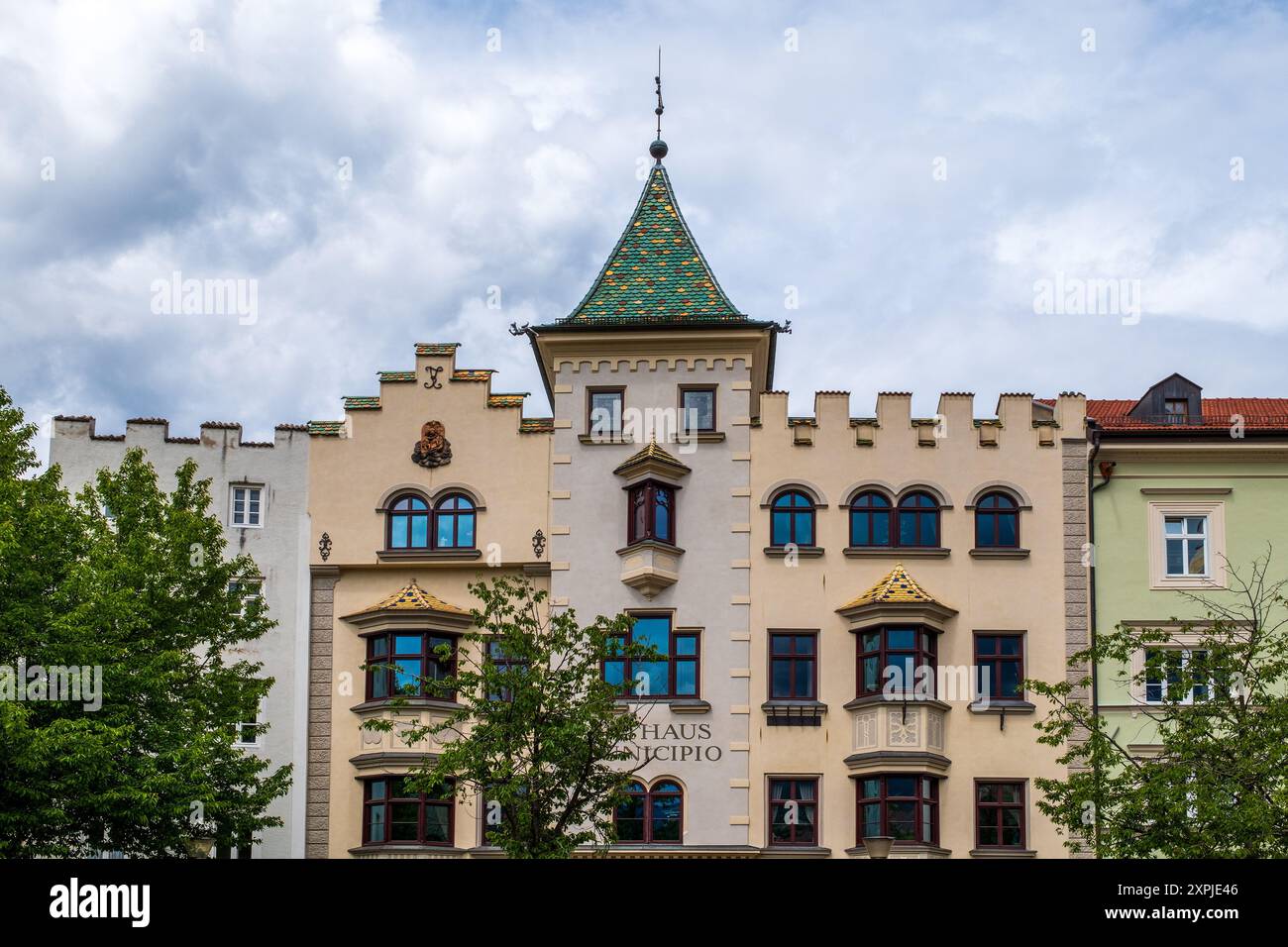 Das historische Rathaus in Brixen in Südtirol. Stockfoto