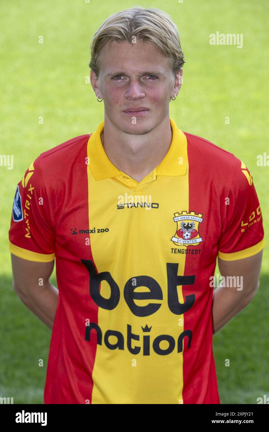 Deventer, Niederlande. August 2024. DEVENTER, Stadion de Adelaarshorst, 05-08-2024, Saison 2024/2025, Dutch Eredivisie. Fotoruf Go Ahead Eagles, GA Eagles Spieler Soren Tengstedt Credit: Pro Shots/Alamy Live News Stockfoto