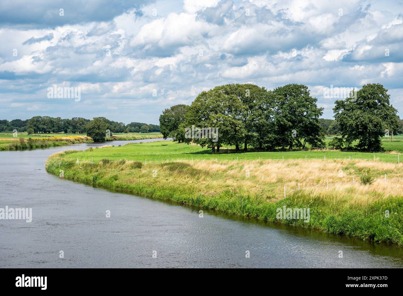 Grüne Ufer des Dortmunder Ems-Kanals um Geeste-Dalum, Niedersachsen Stockfoto