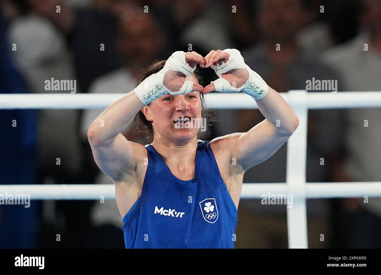 Paris, Frankreich. August 2024. 6. August 2024: Kellie Harrington (Irland) gewinnt Gold in den 60 kg der Frauen - Endspiel zwischen dem 11. Tag der Olympischen Spiele in Roland Garros, Paris. Ulrik Pedersen/CSM. Quelle: Cal Sport Media/Alamy Live News Stockfoto