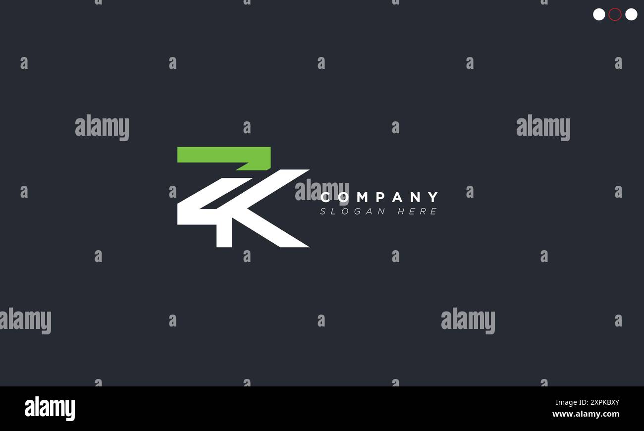 ZK Alphabet Buchstaben Initialen Monogramm Logo Stock Vektor