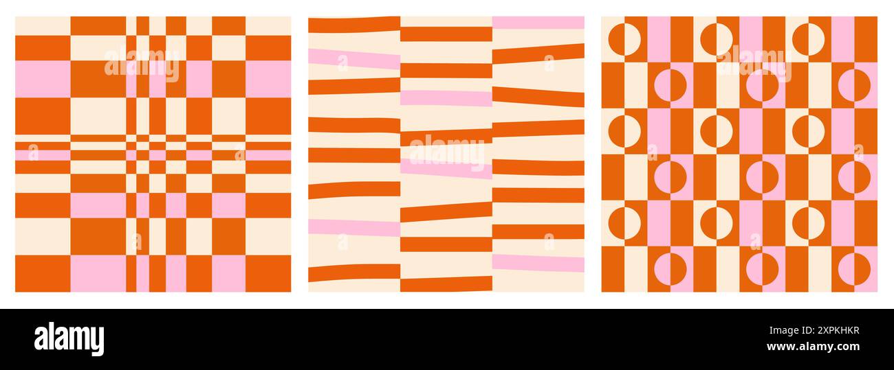 Abstrakte Muster Hintergrund Vektor Illustration im Vintage 70er Jahre Stil. Kollektion mit groovigem Design in Retro-Farben. Perfekt für Tapeten und Verpackungen Stock Vektor