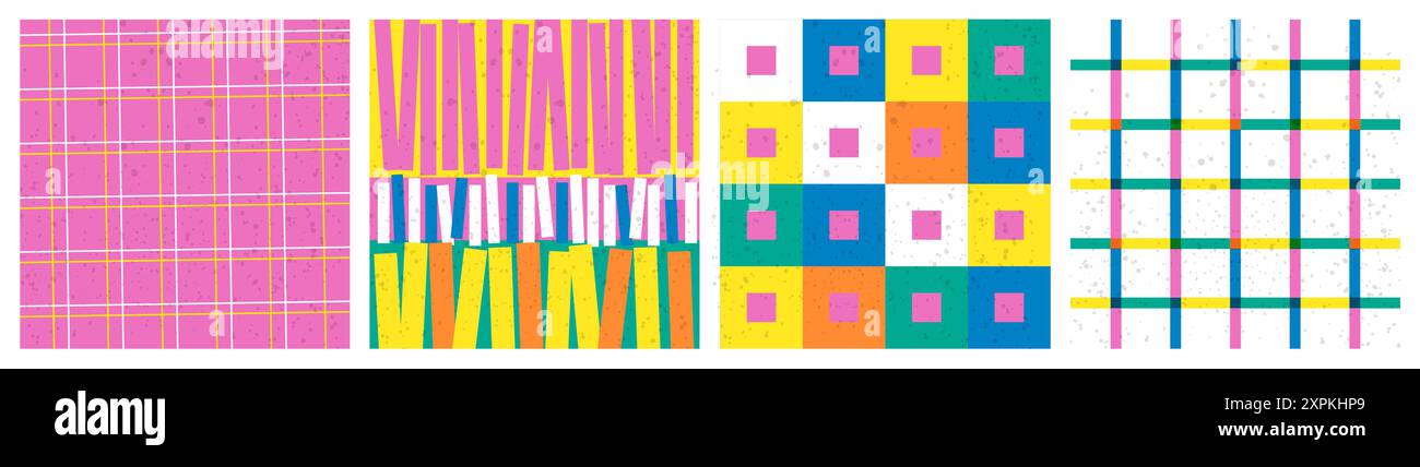 Abstrakte Muster Vektor-Illustration im Vintage-Stil. Kollektion mit geometrischem Hintergrund in farbenfrohem Retro-Design. Perfekt für Tapeten, Wrappi Stock Vektor