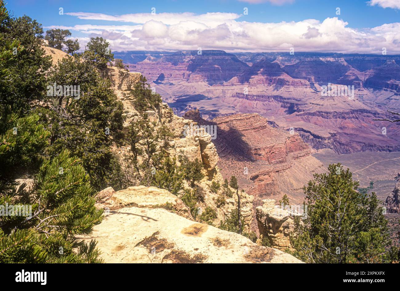 Panoramablick entlang des South Rim Trail im Grand Canyon National Park in Nord-Arizona. (USA) Stockfoto