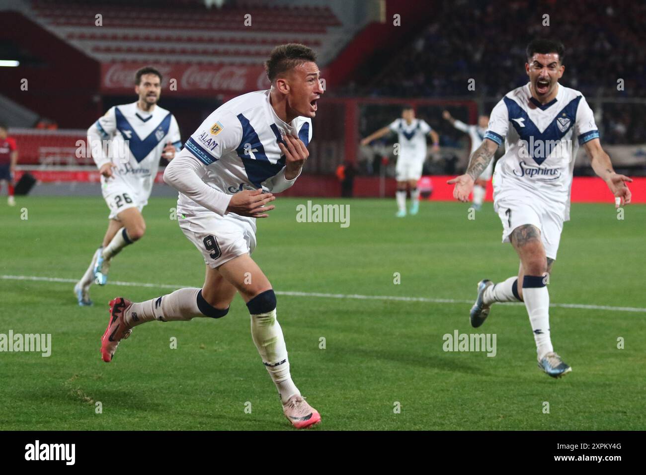 Argentinien. August 2024. Buenos Aires, 06.08.2024: Braian Romero von Velez Sarsfield feiert sein Tor während des Spiels gegen Copa Argentina im Libertadores de America Stadium ( Credit: Néstor J. Beremblum/Alamy Live News) Stockfoto