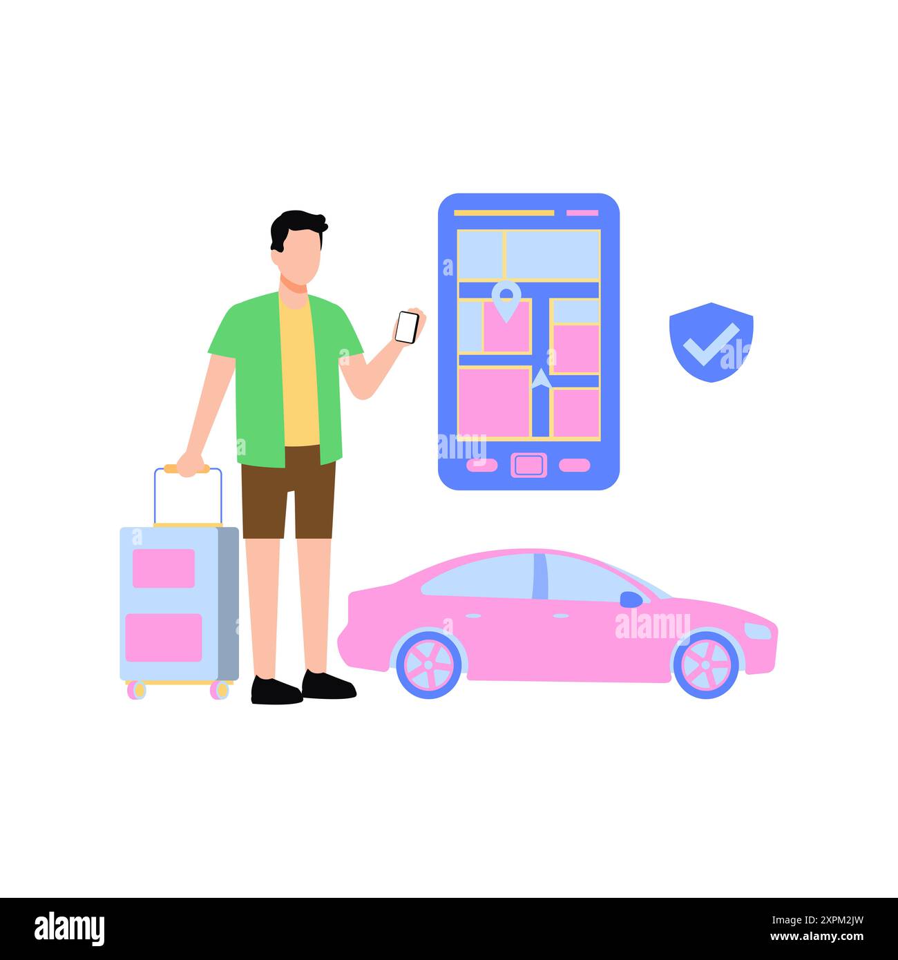 Der Junge hat eine Reiseversicherung. Stockfoto