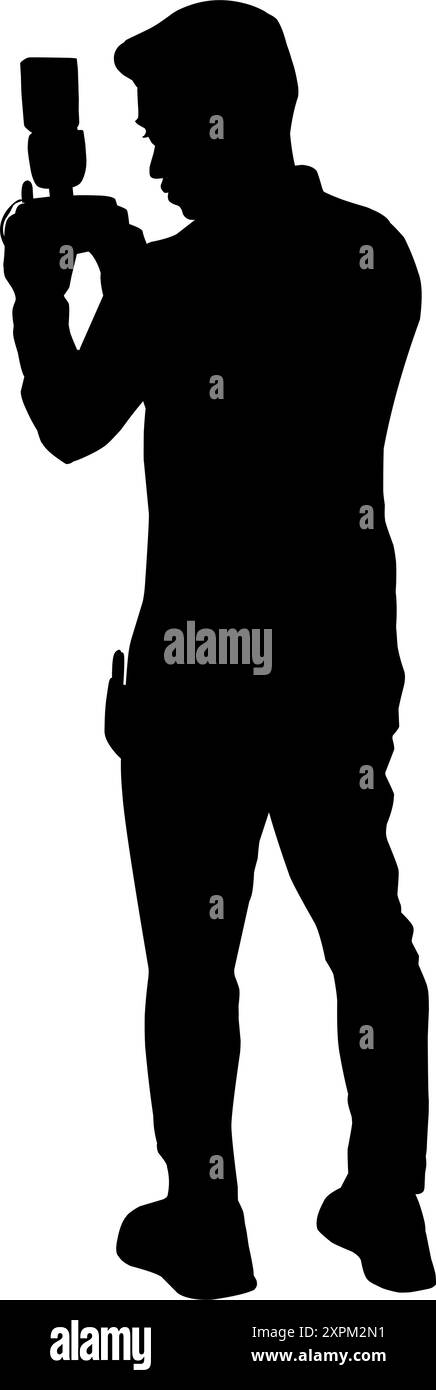 Silhouette eines Fotografen. Perfekt für Aufkleber, Tattoos, Symbole, Logos, Bannerelemente, Poster Stock Vektor