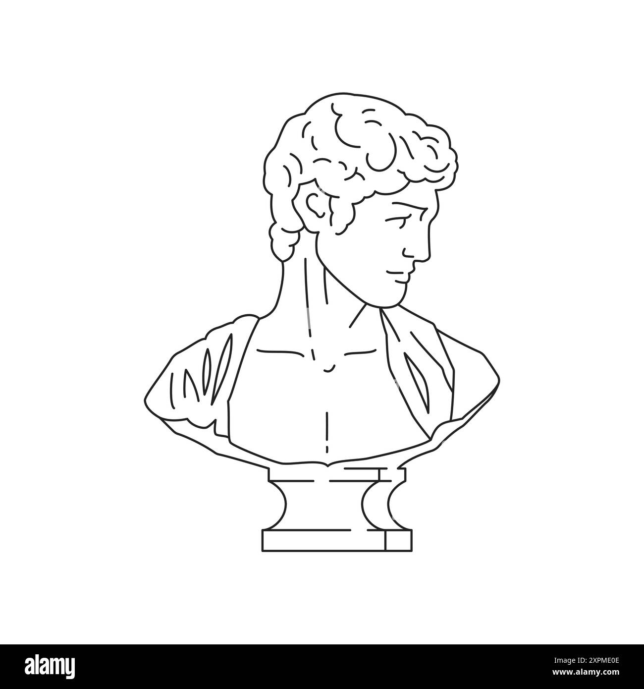 Y2K psychedelische antike griechische Gottheit Büste zeitgenössische Pop Art Umriss Icon Vektor Illustration. Römischer antiker Mann Kopf Gips Denkmal klassische Kultur s Stock Vektor