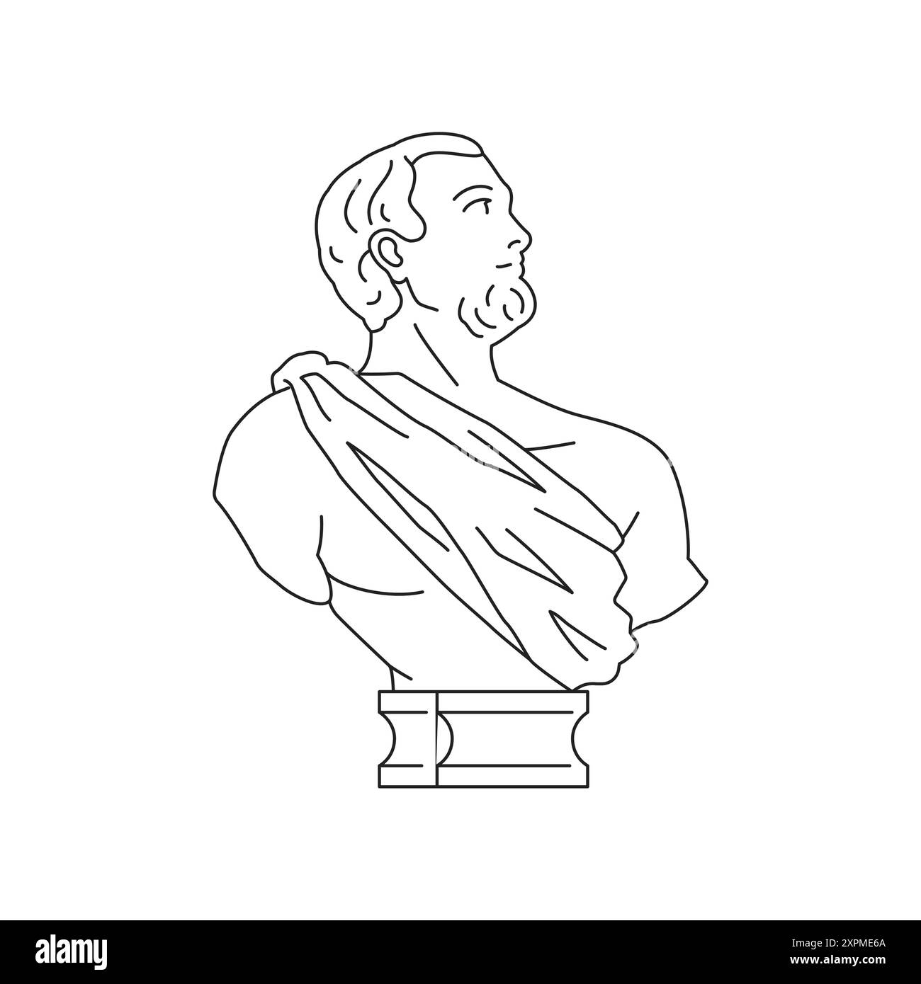 Y2K römische Gott Büste mit surrealer Kopfposition zeitgenössische Pop Art Umriss Icon Vektor Illustration. Antike griechische Mann Gips Denkmal klassische Statue Stock Vektor