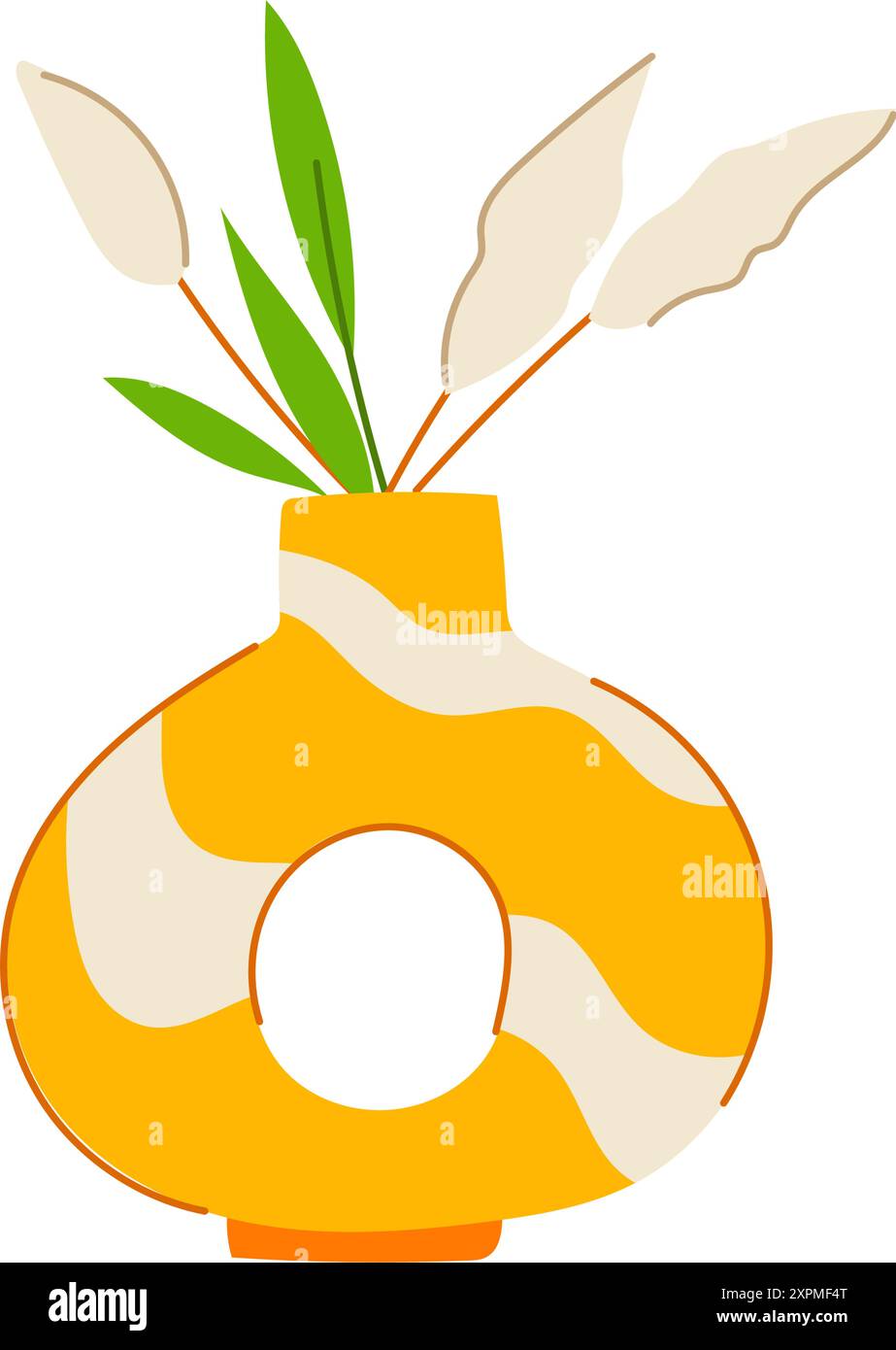 Dekor Vase Blume Cartoon Vektor Illustration Stock Vektor