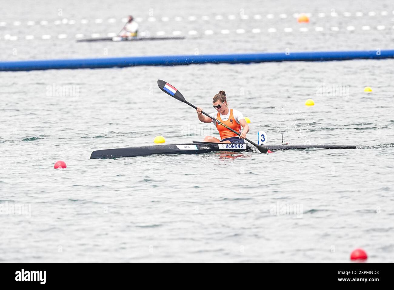 Paris, Frankreich. August 2024. PARIS, FRANKREICH - 7. AUGUST: Selma Konijn aus den Niederlanden tritt 500 am 12. Tag der Canoe Sprint - Olympischen Spiele Paris 2024 im Nautikstadion Vaires-Sur-Marne am 7. August 2024 in Paris an. (Foto von Andre Weening/Orange Pictures) Credit: Orange Pics BV/Alamy Live News Stockfoto