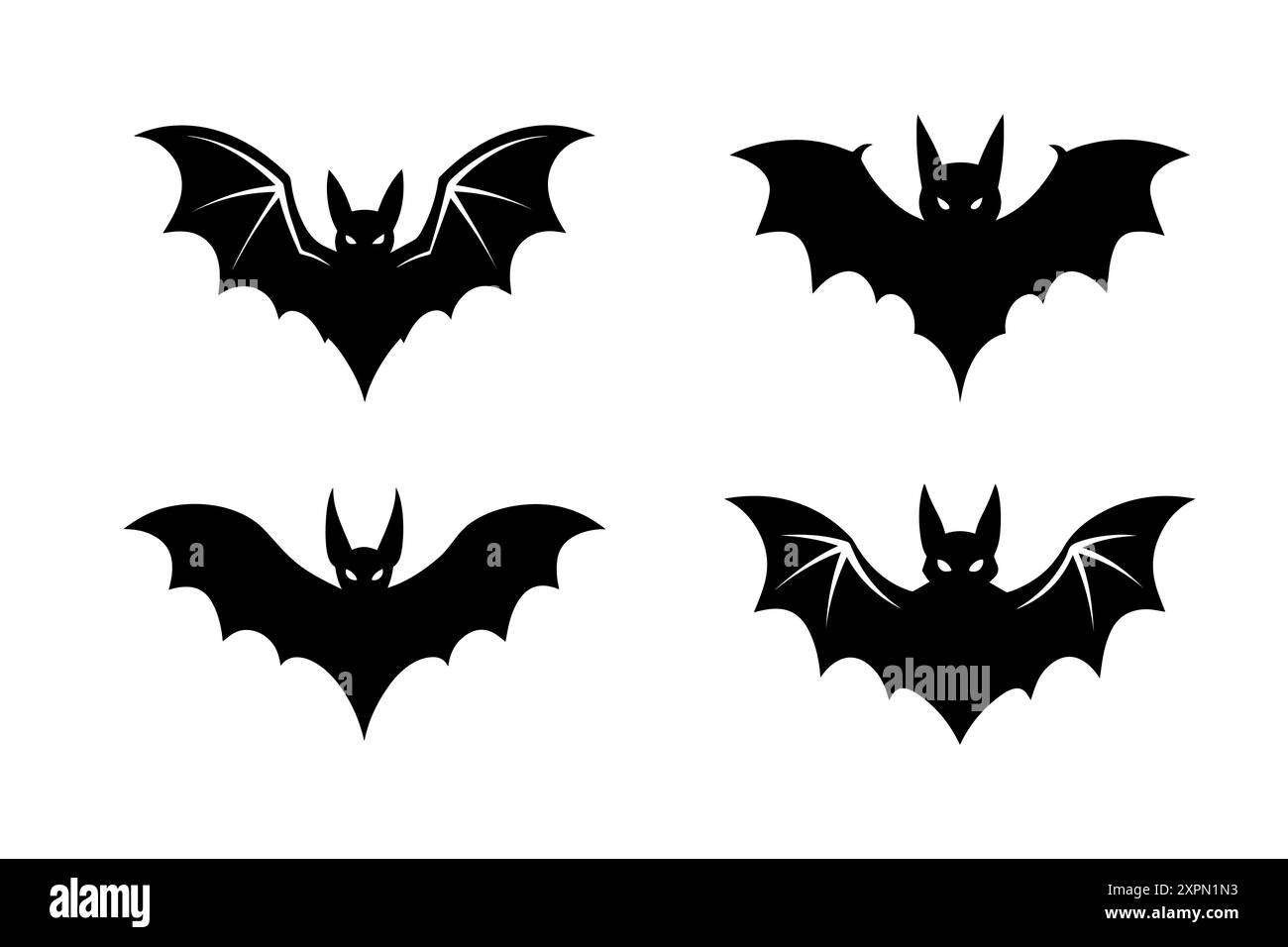 Halloween Fledermaus Silhouetten Set, auf weißem Hintergrund. Vektorabbildung Stock Vektor