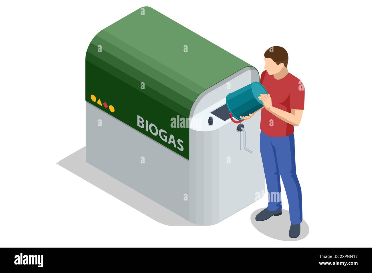 Isometrische moderne Biogasanlage Biogas ist ein umweltfreundliches sauberes und billiges brennbares Gas, das aus Viehdung und Landwirtschaft hergestellt wird Stock Vektor