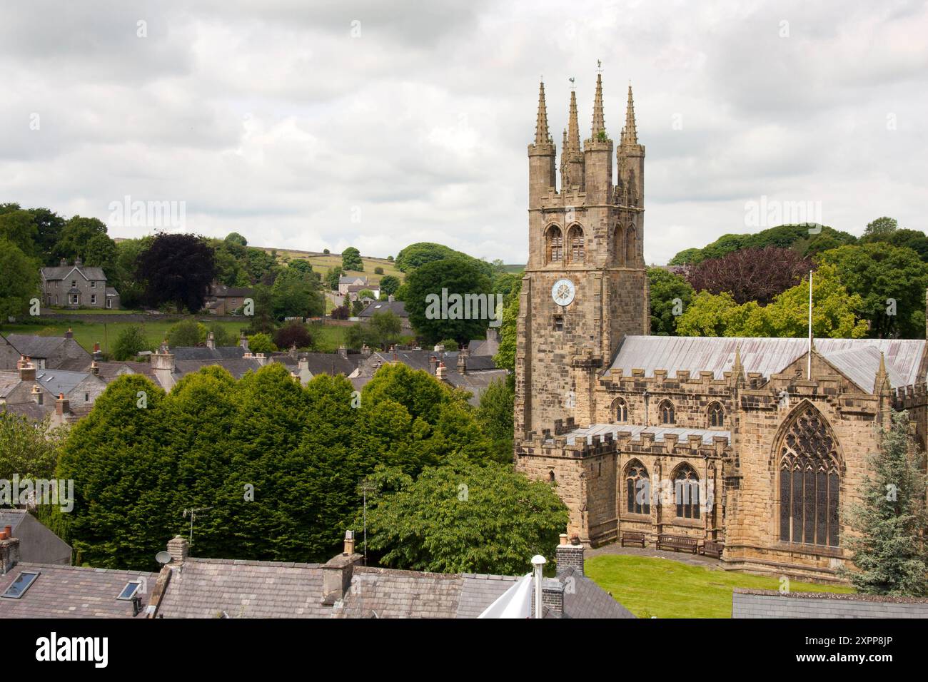 St. John the Baptist Church auch bekannt als „Cathedral of the Peak“, Tideswell, Buxton, Peak District, Derbyshire, England Stockfoto