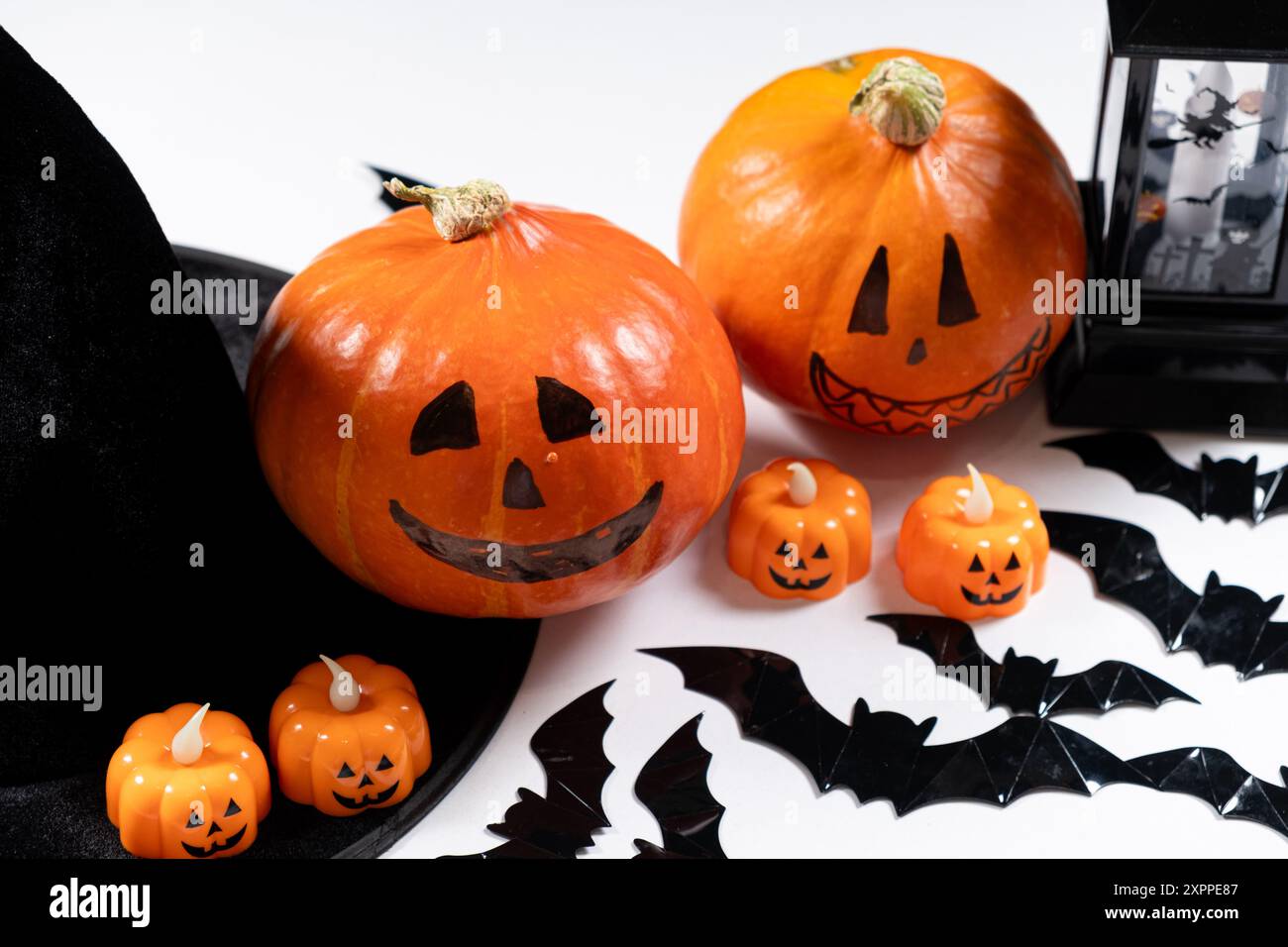 Lustige Halloween-Kürbis-Weihnachtskarte Stockfoto