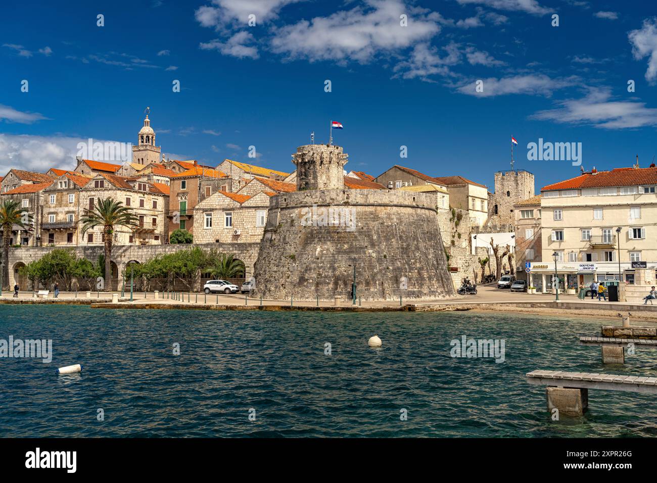 Der Turm des Großen Prinzen 39 und die Altstadt von Korcula, Kroatien, Europa Stockfoto