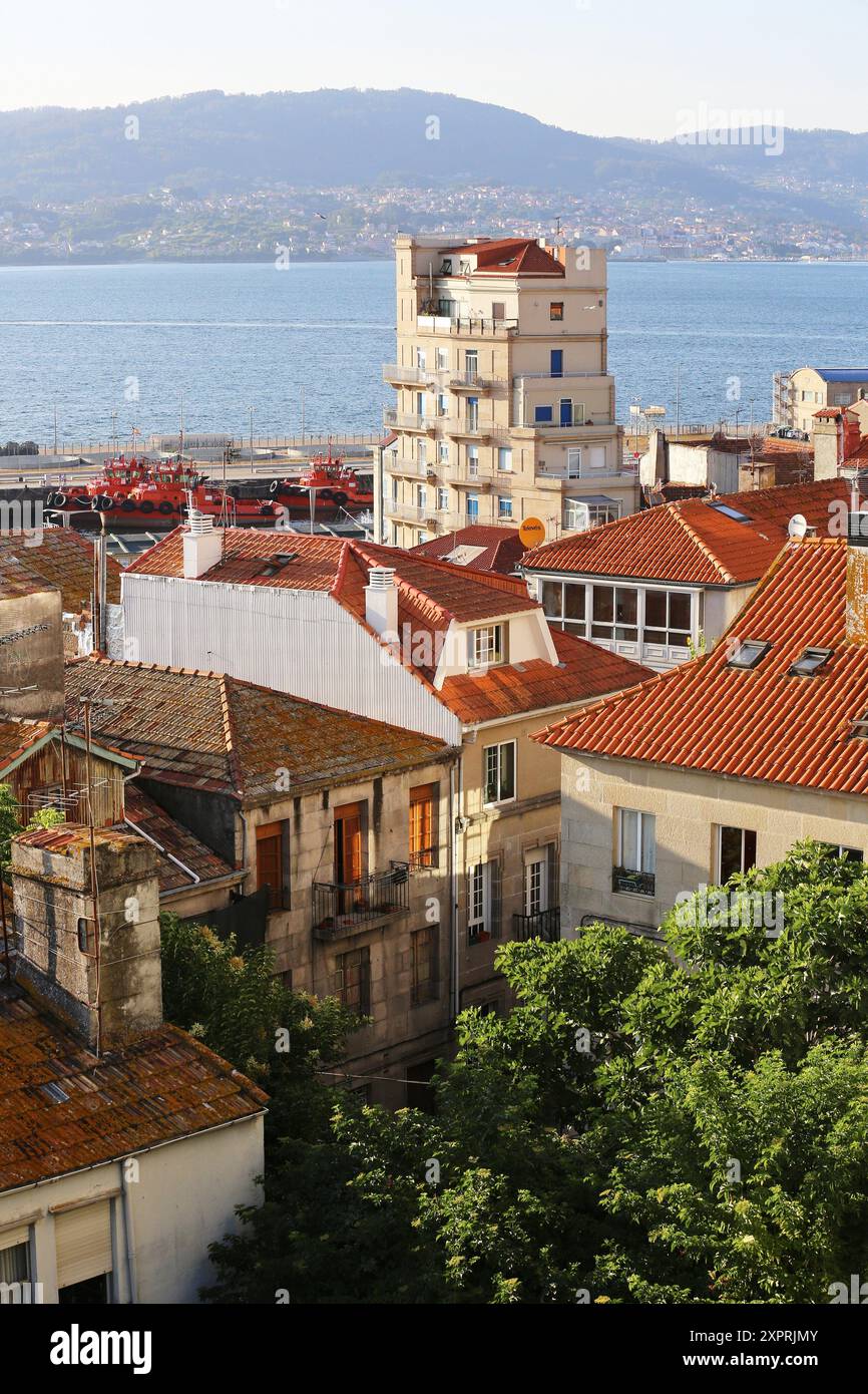 Mirador an der Ria de Vigo Vigo, Pontevedra, Galicien, Spanien. Stockfoto