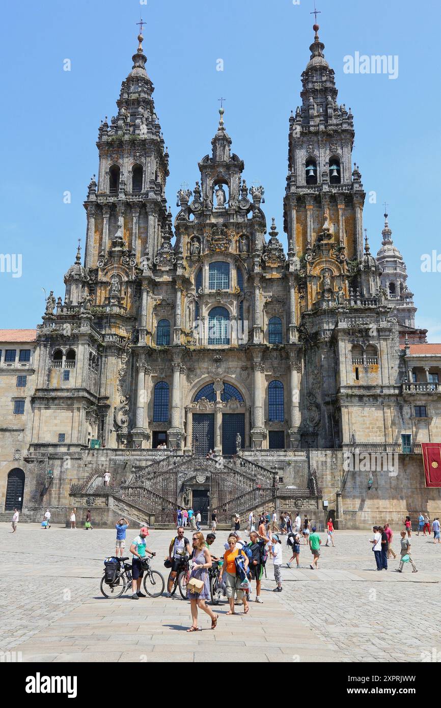 Catedral, Praza do Obradoiro, Santiago de Compostela, PROVINZ Coruña, Galicien, Spanien Stockfoto