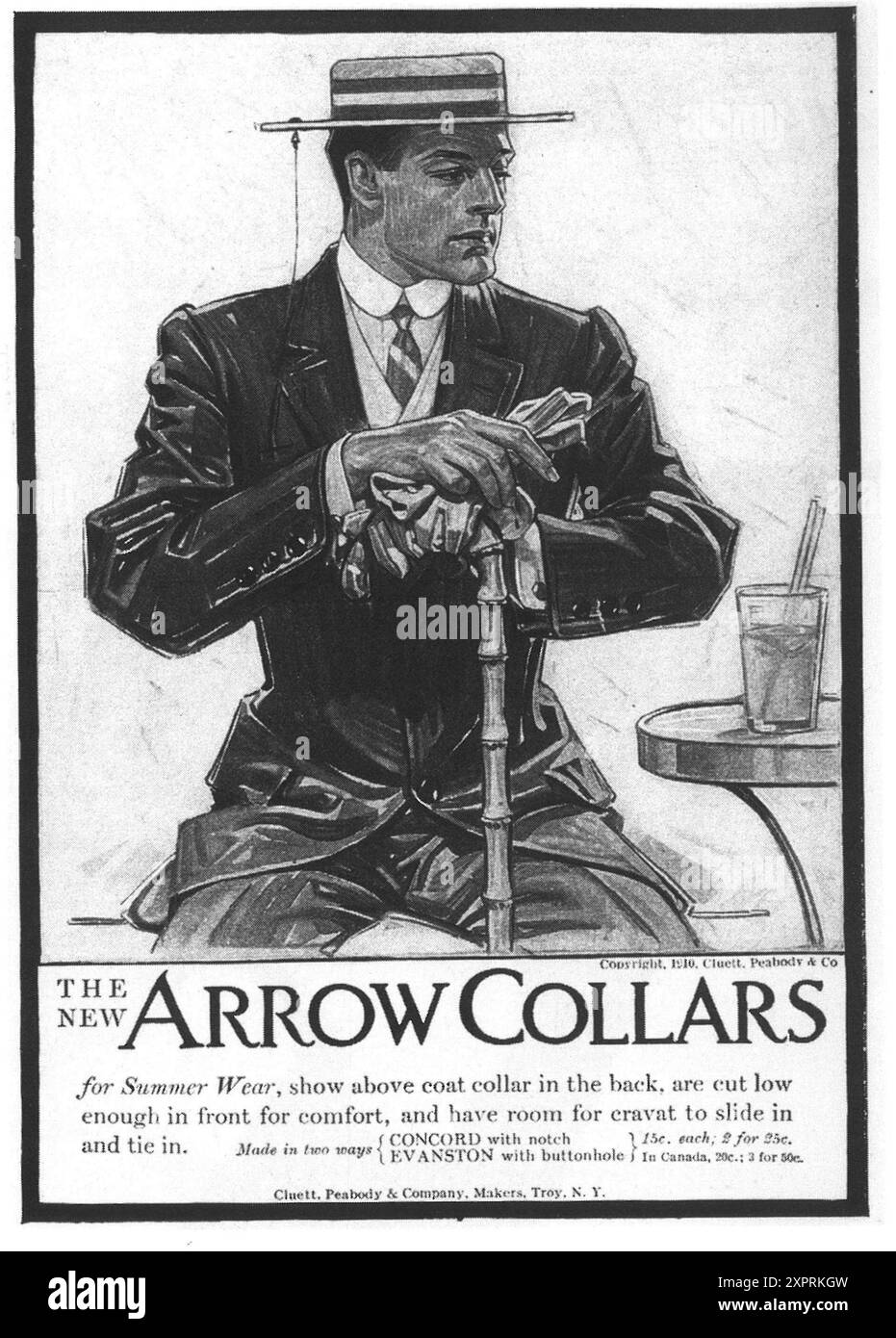 1913 „Concord an Arrow Collar for Summer Wear“ Arrow Collar man, Art von J. C. Leyendecker - Cluett, Peabody & Co NY Stockfoto