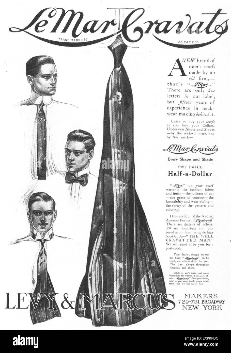 1909 LeMar macht Männerschals Stockfoto