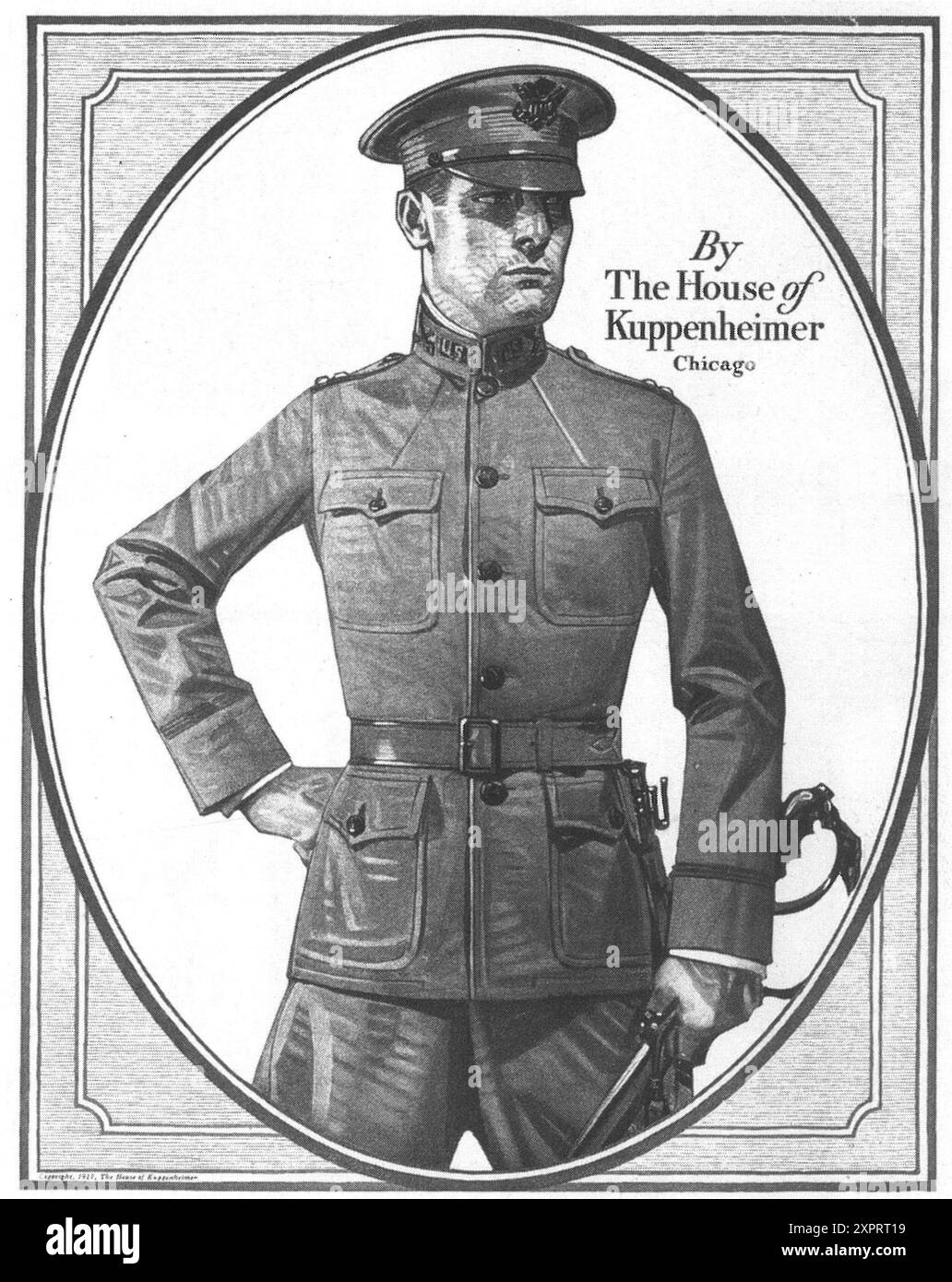 1917. Weltkrieg Kuppenheimer Uniform-Werbespot mit J. C. Leyendecker-Kunst Stockfoto