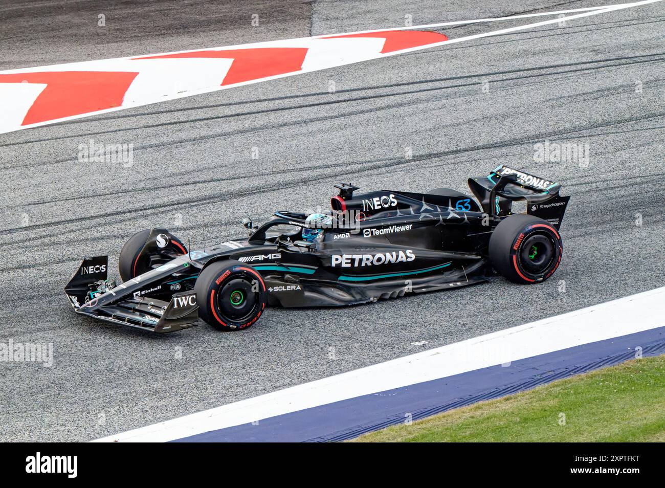 George Russel beim spanischen F1 GP 2023 auf dem Redbull Ring auf AMG Mercedes Stockfoto
