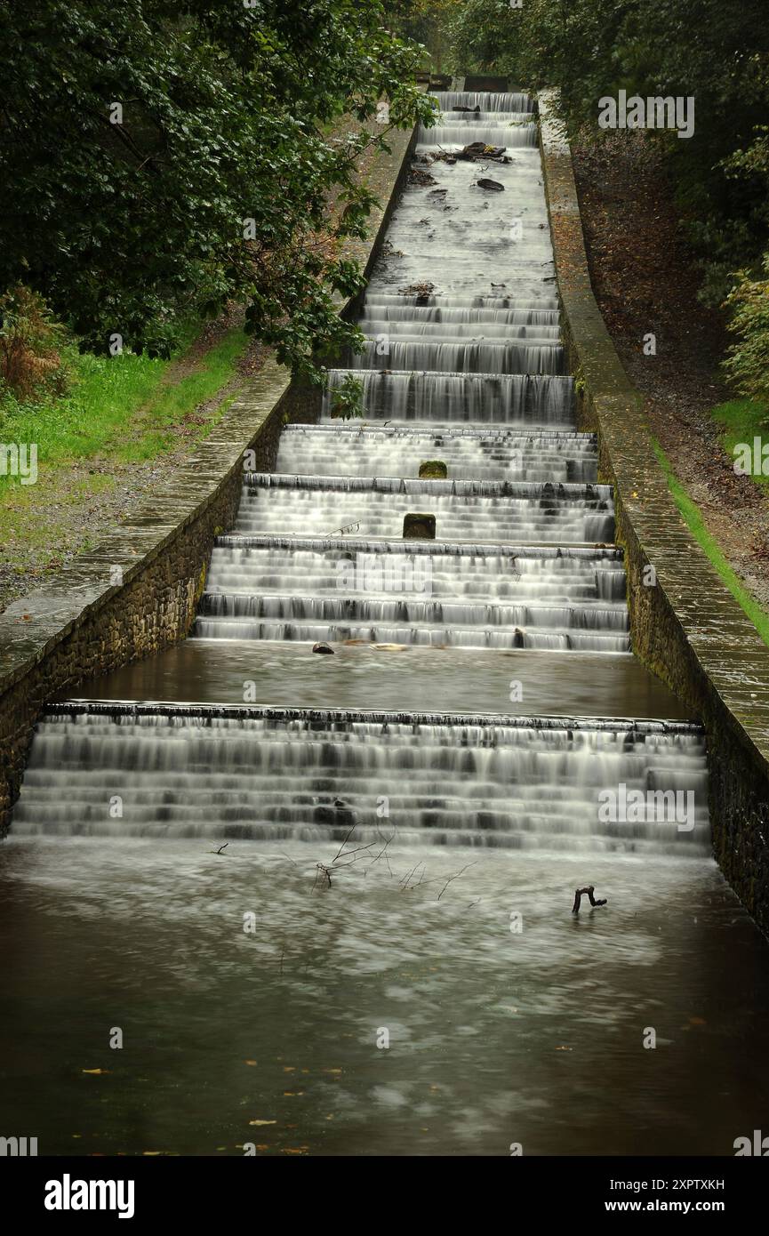 Die Formale Cascade, Gnoll Estate Country Park, Neath. Stockfoto