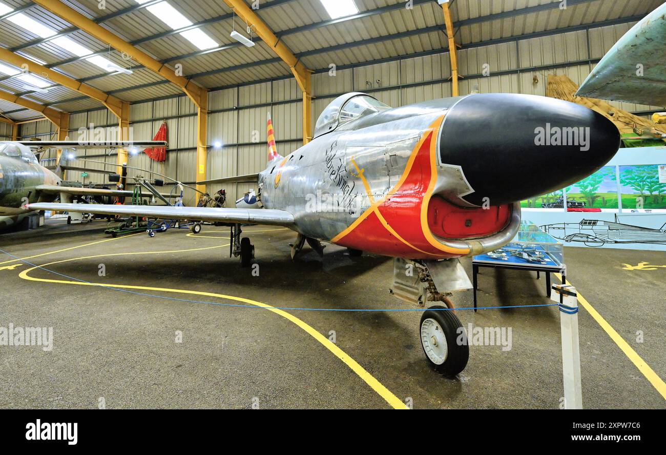 NESLAM Aero Museum Sunderland statische Anzeige USAF Flugzeug North American F-86D Sabre die Nase wurde für das Radar APG-36 modifiziert Stockfoto