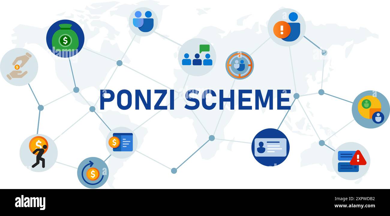 Ponzi Scheme Dirty Icon Set Business Konzept Betrugssystem Social Schematic Idea Pyramide Geld Spielstruktur Stock Vektor
