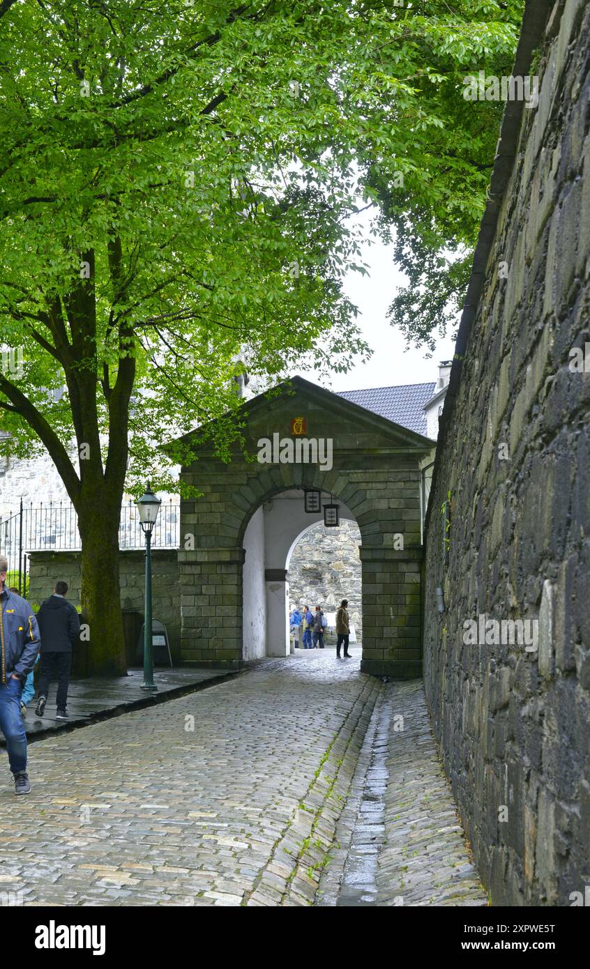 Die Bergenhus-Festung ist ein historischer Komplex in Bergen, Norwegen. Stockfoto