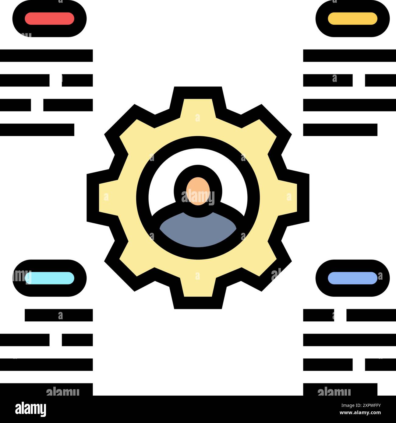 Discovery Technical Sales Engineer Vektor-Illustration mit farbigen Symbolen Stock Vektor