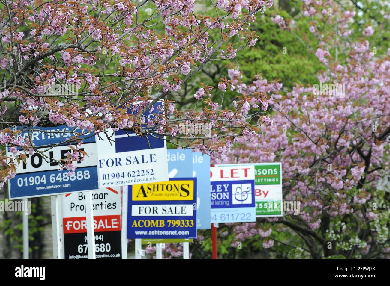 Aktenfoto vom 30/04/08 einer Reihe von Wohnimmobilien in York. Einer von fünf (20 %) Hauskäufern verbringt weniger als 20 Minuten damit, ein Haus zu besichtigen, bevor sie sich für ein Angebot entscheiden, heißt es in einer Umfrage. Basierend auf dem durchschnittlichen Preis von £265.600, entspricht dies einer Entscheidung von £13.280 pro Minute für diese Käufer, sagte Zoopla. Ausgabedatum: Donnerstag, 8. August 2024. Stockfoto