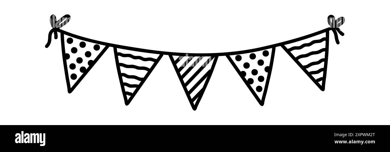 Doodle Fahnenflagge Illustration. Handgezeichneter Stil. Vektor-Weihnachtsdekoration. Stock Vektor