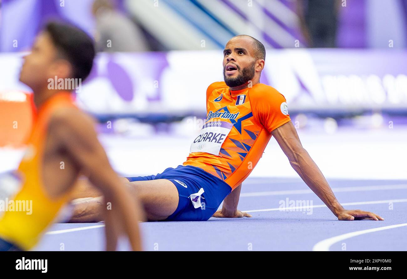 PARIS - Ryan Clarke in Aktion bei der Wiederholung der 800 Meter während der Olympischen Leichtathletik-Wettbewerbe. ANP IRIS VAN DEN BROEK Stockfoto