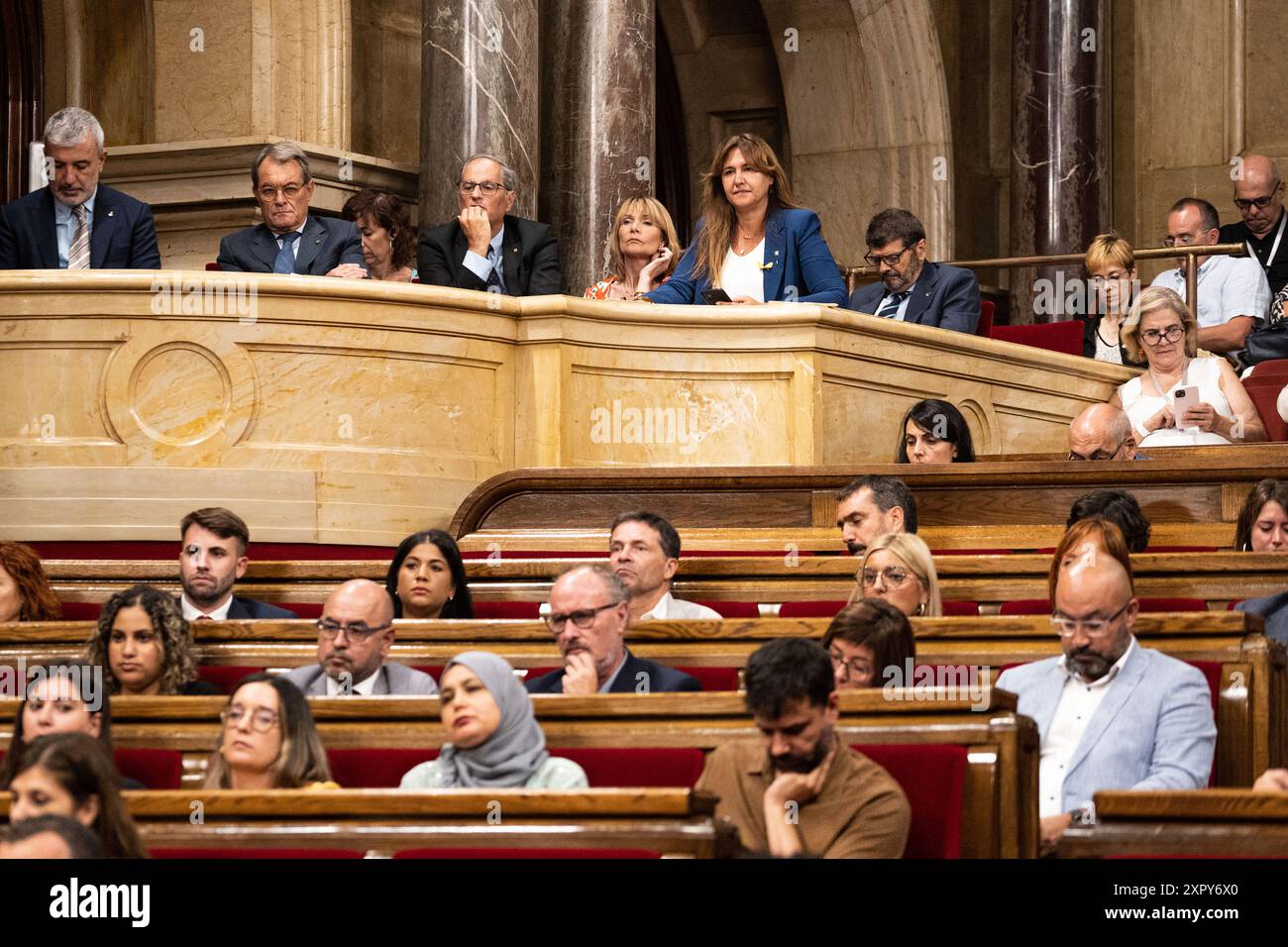 Barcelona, Barcelona, Spanien. August 2024. Die Debatte über die Plenartagung der Einsetzung beginnt im katalanischen Parlament, um Salvador Illa als Präsident der Generalitat von Katalonien zu investieren. Die Veranstaltung findet trotz der Abwesenheit von Carles Puigdemont statt. (Kreditbild: © Marc Asensio Clupes/ZUMA Press Wire) NUR REDAKTIONELLE VERWENDUNG! Nicht für kommerzielle ZWECKE! Quelle: ZUMA Press, Inc./Alamy Live News Stockfoto