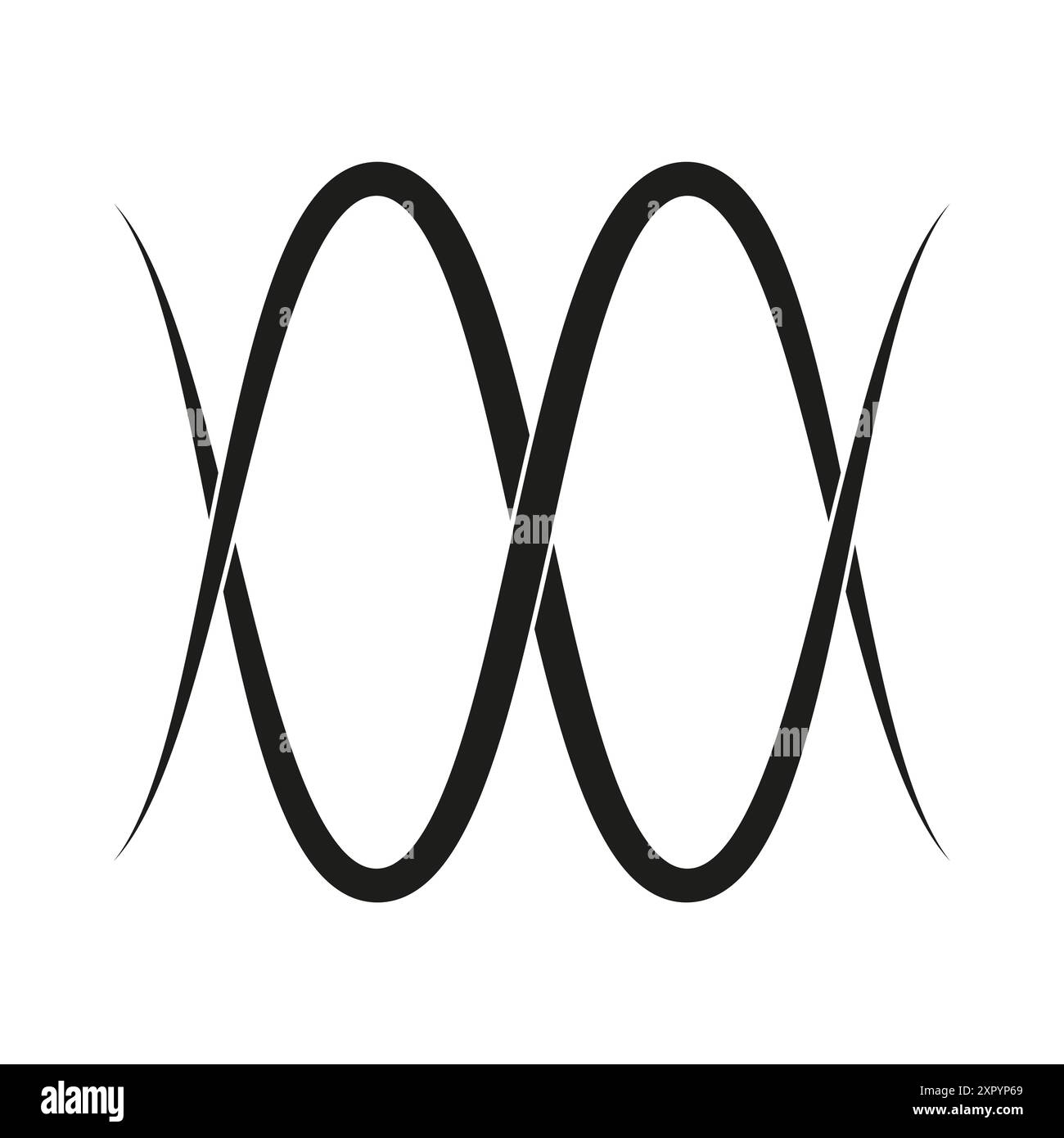 Abstraktes Wave-Symbol. Vektorsinuswellen. Schwarz-weiß. Geschwungene Linien. Stock Vektor