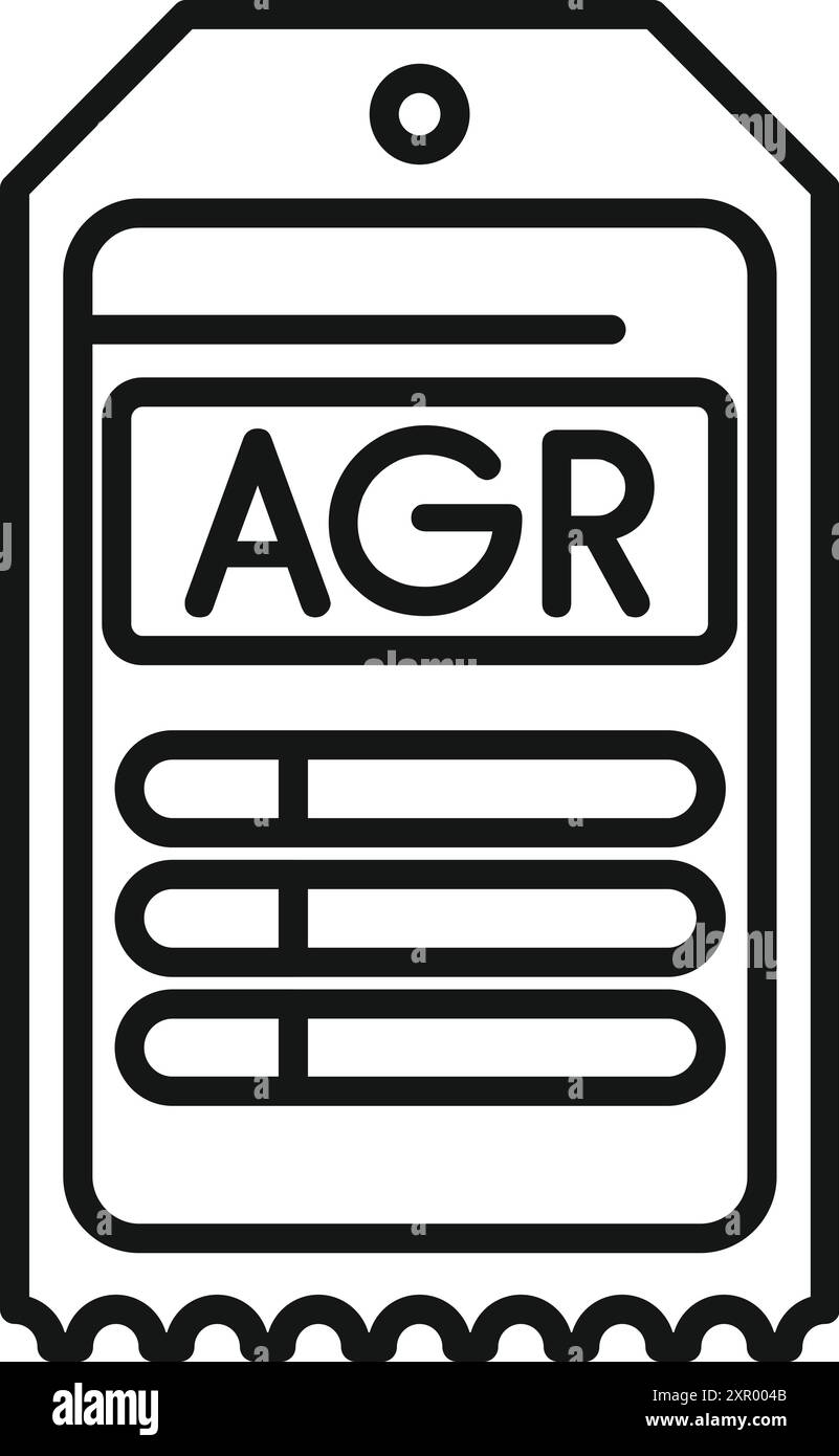 Das AGR-Etikett hängt und steht für landwirtschaftliche Erzeugnisse, die in der Landwirtschaft und im Anbau verwendet werden Stock Vektor