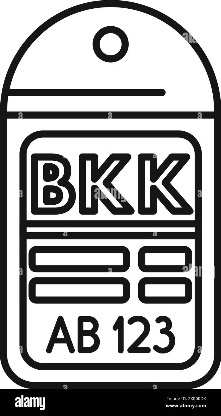 Einfaches Gepäckanhänger-Symbol mit dem Flughafencode für bangkok, thailand Stock Vektor