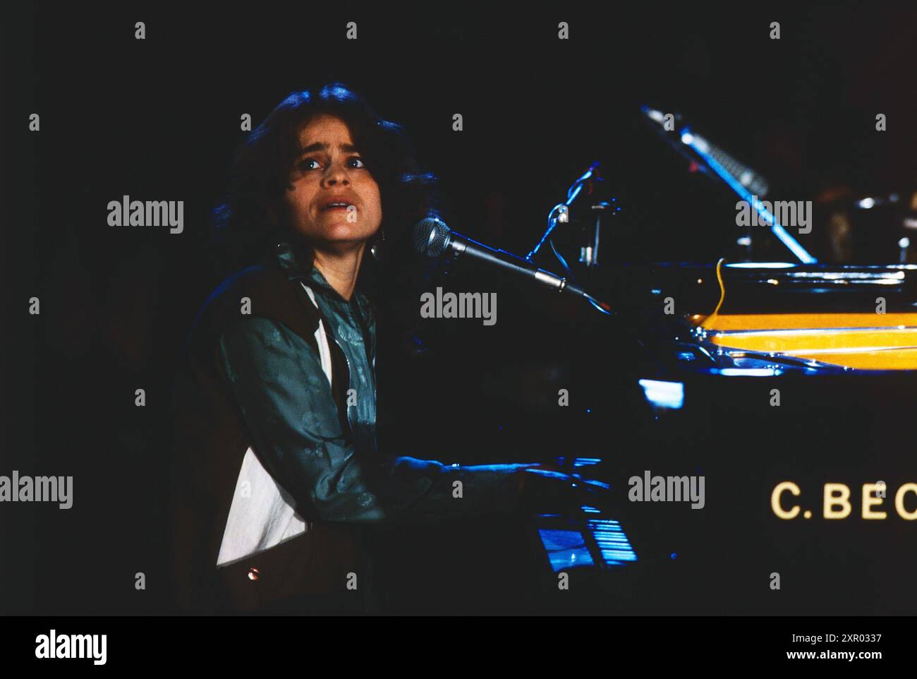 JAZZ FEST BERLIN, Philharmonie Berlin, großer Saal, 1984, Michele Rosewoman, amerikanische Jazzpianistin und Jazzkomponistin, Auftritt mit New Yor-uba, Eine musikalische Feier Kubas in Amerika. Stockfoto